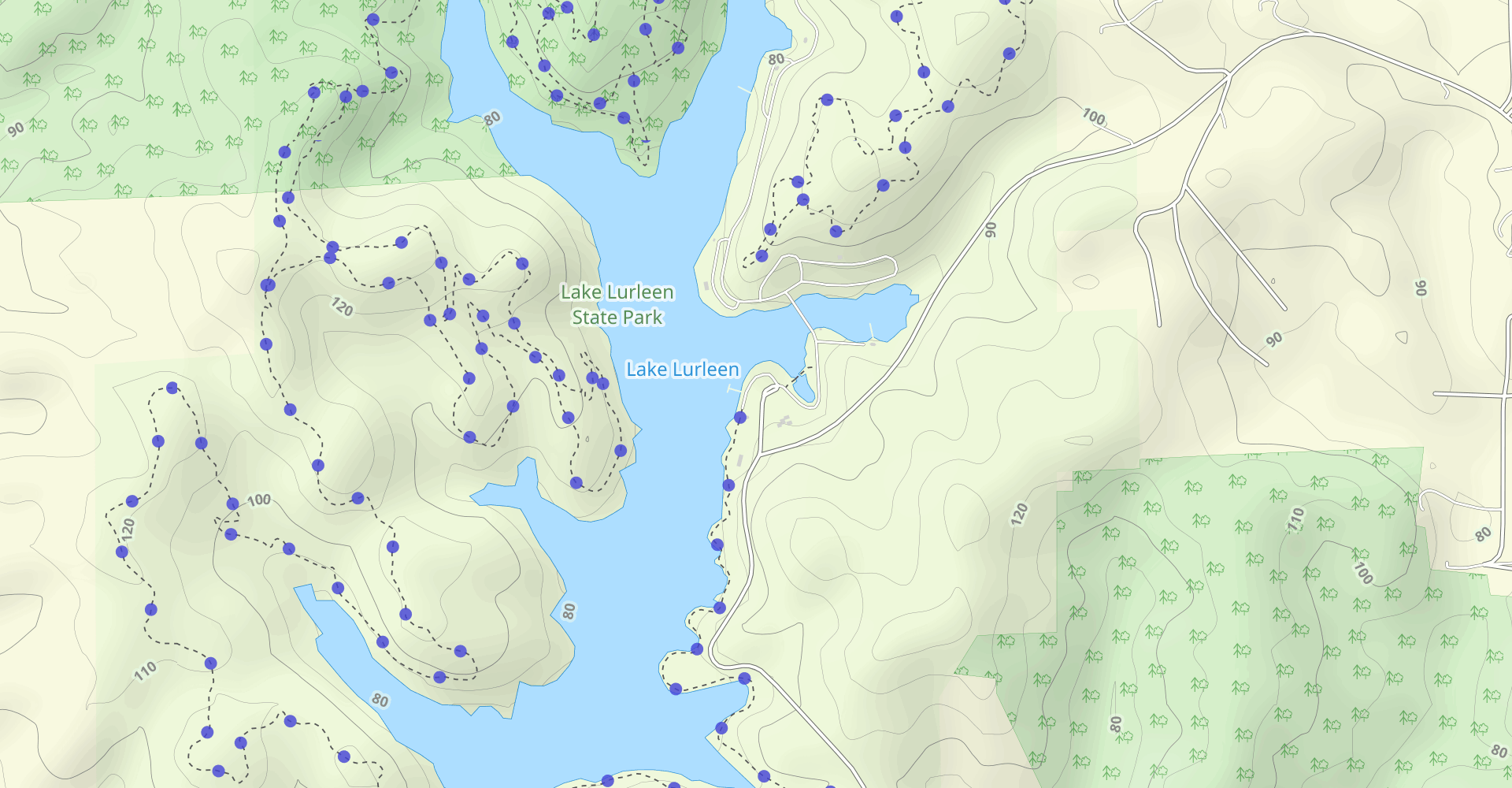 Lake Lurleen Trail Map Lake Lurleen Via Tashka Trail, Coker, Alabama